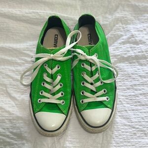 Green Converse Sneakers with White Laces